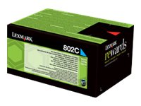 LEXMARK 802C cartouche de toner cyan faible capacité 1.000 pages pack de 1 retour program