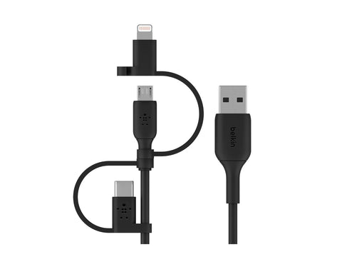 BELKIN Cable USB-A vers USB-C Lightning et MicroUSB