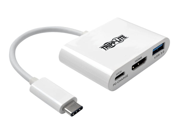 EATON TRIPPLITE USB-C to HDMI Adapter with USB-A Port and PD Charging HDCP White