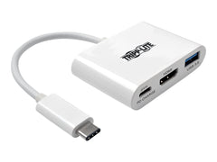 EATON TRIPPLITE USB-C to HDMI Adapter with USB-A Port and PD Charging HDCP White