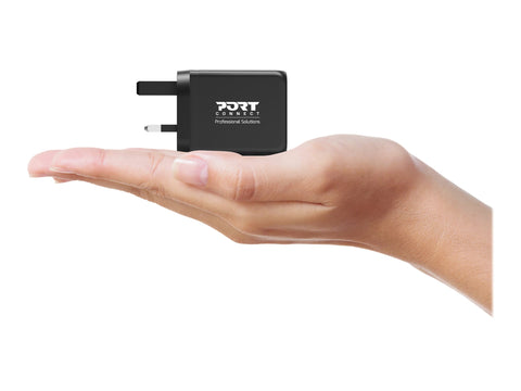 PORT DESIGNS 65W Gan Charger USB-C & USB-A Gallium Nitride Gan Technology More Efficient Smaller Lighter And Less Energy Consuming