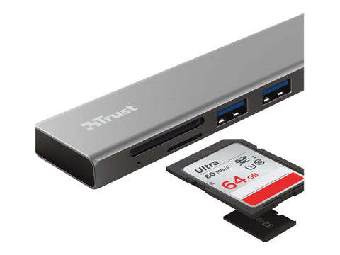 TRUST Hub USB-C HALYX 5 ports 3 USB 1 SD et 1 micro-SD