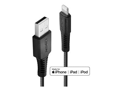 LINDY 3m Reinf. USB Type A to Lightning