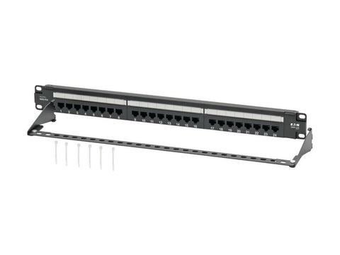 EATON TRIPPLITE Cat6 24-Port Patch Panel PoE+ Compliant 110/Krone 568A/B RJ45 Ethernet 1U Rack-Mount TAA
