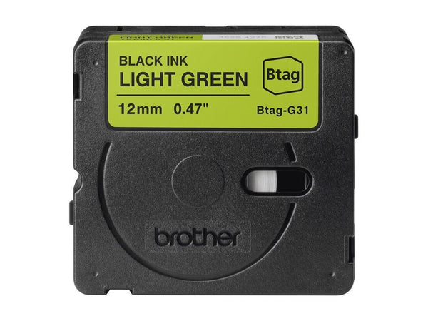 BROTHER 12MM BTAGG31 Tape Black on Light Green