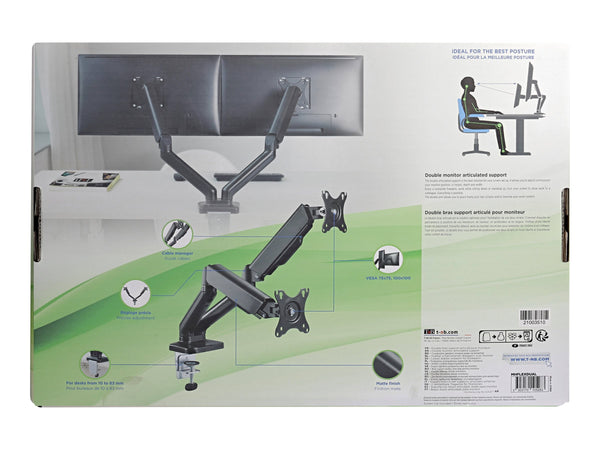 TNB ERGO Line Double Articulated Monitor Arm Ideal For Positioning 2 Screens Side By Side