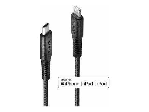 LINDY 1m reinforced USB Type C to Lightning charging Cable