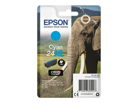EPSON 1LB 24XL ink cartridge cyan high capacity 8.7ml 740 pages 1-pack RF-AM blister w/s
