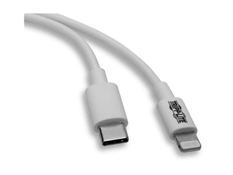 EATON TRIPPLITE USB-C to Lightning Sync/Charge Cable M/M MFi Certified White 3ft. 0.9m