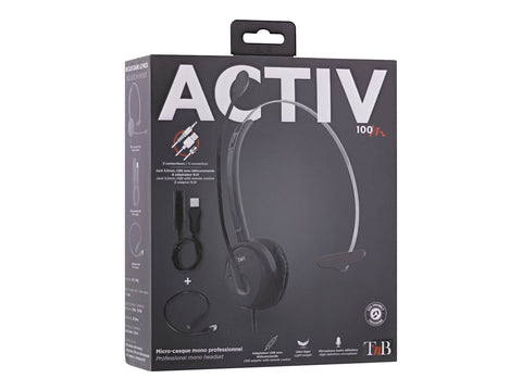 TNB Activ 100M Professional Mono Headset Jack Usb Rj9 Jack Wired Headset With Usb And Rj9 Adaptors Mono Earpad