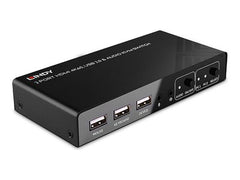 LINDY 2 Port HDMI 4K60 USB 2.0 & Audio
