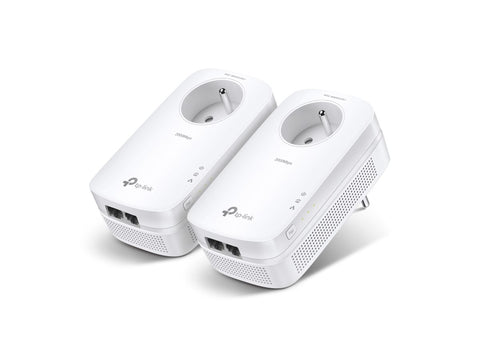 TP-LINK AV2000 2-Port Gigabit Passthrough Powerline Starter Kit 2000Mbps Powerline Data Rate Line-Neutral/Line-Ground 2x2 MIMO 2