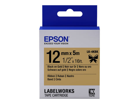 EPSON Ruban LK-4KBK - Satin - Noir sur Or 12/5