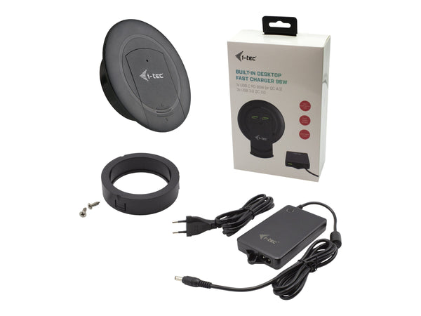 I-TEC Built-in Desktop Fast Charger USB-C PD 3.0 3xUSB 3.0 QC3.0 96W