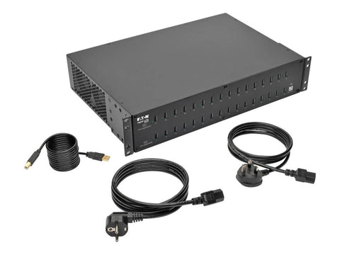 EATON TRIPPLITE 32-Port USB Charging Station with Syncing 230V 5V 80A 400W USB Charger Output 2U Rack-Mount