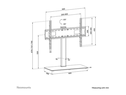 NEOMOUNTS DS45-430BL16 Support de bureau pour écran à poser 37-70p- pivotant
