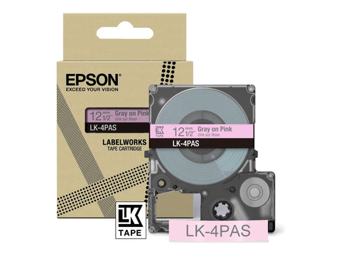 EPSON Colour Tape Pink/Grey 12mm 8m LK-4PAS