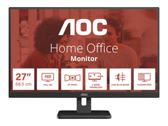AOC 27E3UM 27" - 1920 x 1080 Full HD (1080p) @ 75 Hz - VA - 300 cd/m² - 3000:1 - 4 ms - 2xHDMI, VGA, DisplayPort - HP- noir