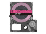 EPSON Colour Tape Fluorescent Pink/Black 12mm 5m LK-4PBF