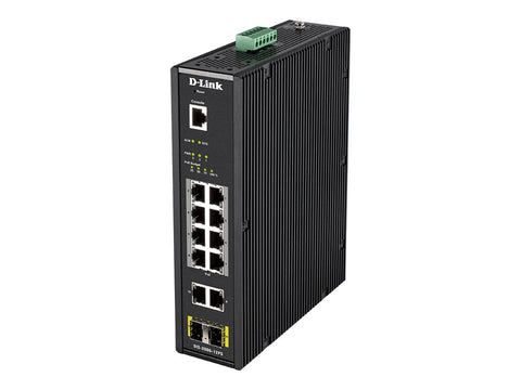 D-LINK 12 Port L2 Industrial Smart Managed Switch with 10 x 1GBaseTX ports 8 PoE 240W and 2 x SFP ports