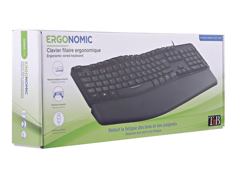 TNB Ergonomic Keyboard With Keypad Ergonomic Wave Form To Optimize Movement Relieves The Wrists