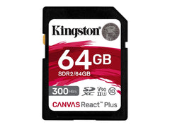 KINGSTON 64Go Canvas React Plus SDXC UHS-II 300R/260W U3 V90 for Full HD/4K/8K