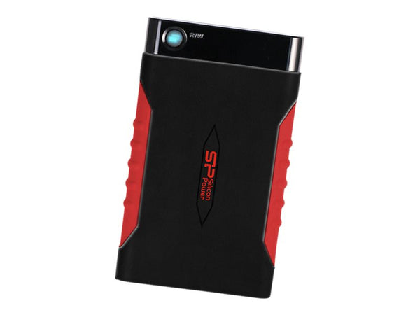 SILICON POWER External HDD Armor A15 1To 2.5p USB 3.2 Black & Red Anti-shock MIL-STD 810F Method 516.5 Procedure IV LED light