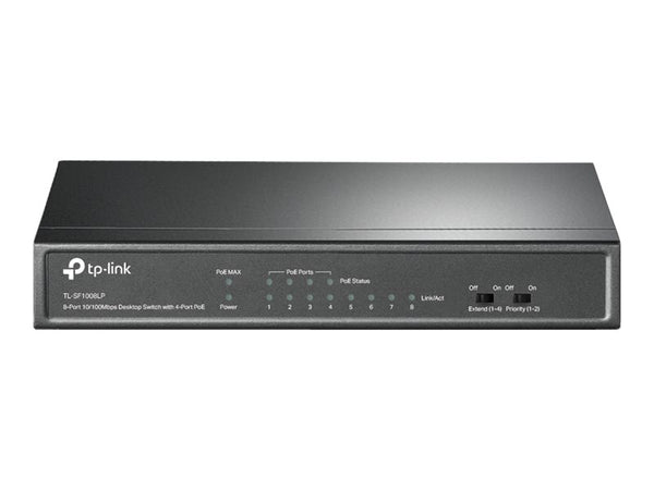 TP-LINK TL-SF1008LP 8-Port 10/100 Mbps Desktop Switch with 4-Port PoE 41W PoE budget