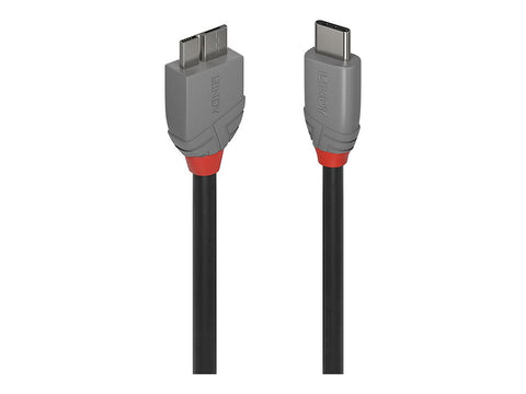 LINDY 0.5m USB 3.2 Type C to Micro-B Cable Anthra Line