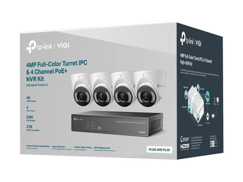 TP-LINK VIGI 4MP Full-Color Turret IPC and 4 Channel PoE+ NVR KIT