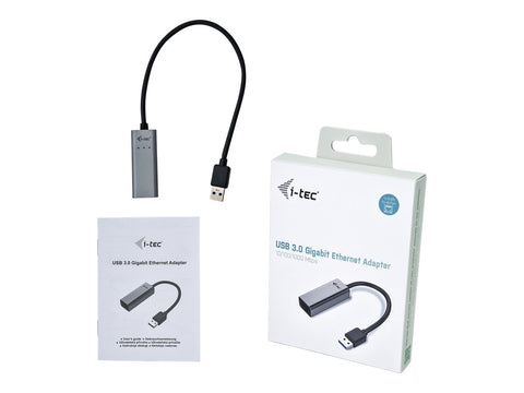 I-TEC USB 3.0 Metal Gigabit Ethernet Adapter 1xUSB 3.0 to RJ-45 LED for Notebook Tablet PC Windows Mac Linux Android