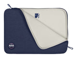 PORT DESIGNS Trendy Cotton Neoprene Laptop 13p-14p Sleeve L-shaped opening for easy access Stretchy cotton neoprene material Blue