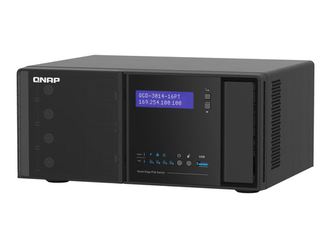 QNAP QGD-3014-16PT J4125 4x3.5p HDD 2xM.2 SATA SSD 2xUSB3.0 14 1GbE RJ45 PoE ports 2 1GbE SFP+/RJ45 combo PoE