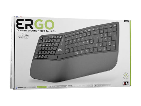 TNB ERGO - Clavier ergonomique sans fil rechargeable Bluetooth + 2.4GHz (FR)