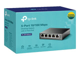 TP-LINK TL-SF1005LP 5-Port 10/100 Mbps Desktop Steel Case Switch with 4-Port PoE 41W PoE budget