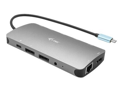 I-TEC USB-C Metal Nano Dock 2xDP 1xHDMI 1xGLAN 1xAudio/Mic 2xUSB 3.1 2xUSB 2.0 1xUSB-C Data 1xUSB-C, sans alimentation fournie
