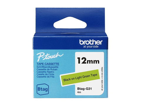 BROTHER 12MM BTAGG31 Tape Black on Light Green