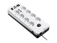 EATON Multiprises parafoudre 10A Protection Box 8 prises FR avec protection de ligne Tel/Internet port USB