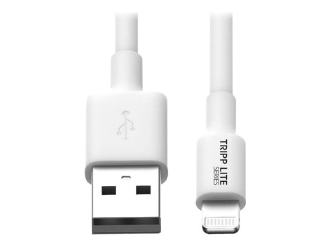 EATON TRIPPLITE USB-A to Lightning Sync/Charge Cable MFi Certified - White M/M USB 2.0 10ft. 3.05m