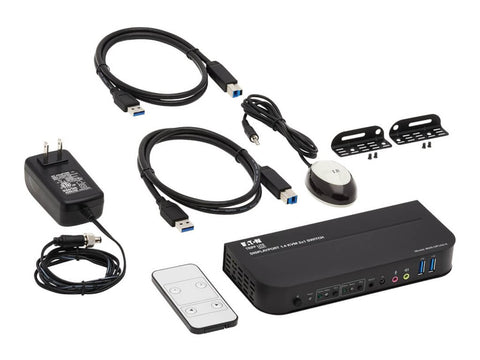 EATON TRIPPLITE Commutateur KVM 2 ports DisplayPort/USB 4K 60 Hz HDR HDCP 2.2 IR DP 1.4 partage USB câbles USB 3.0