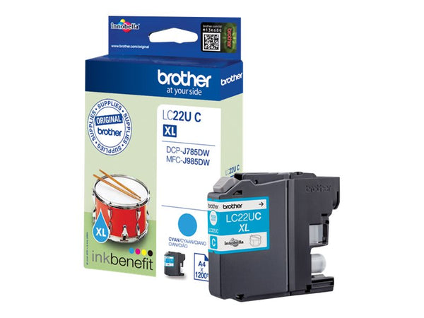 BROTHER LC22UC Cartouche de encre Cyan, 1200 pages pour DCP-J785DW et MFC-J985DW