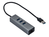 I-TEC USB 3.0 Metal 3-Port HUB with Gigabit Ethernet Adapter 1xUSB 3.0 to RJ-45 3xUSB 3.0 Port LED
