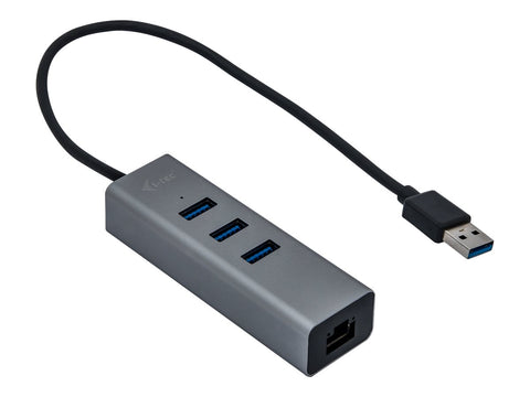 I-TEC USB 3.0 Metal 3-Port HUB with Gigabit Ethernet Adapter 1xUSB 3.0 to RJ-45 3xUSB 3.0 Port LED