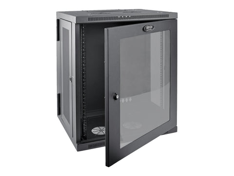 EATON TRIPPLITE SmartRack 15U Low-Profile Switch-Depth Wall-Mount Half-Height Rack Enclosure Clear Acrylic Window