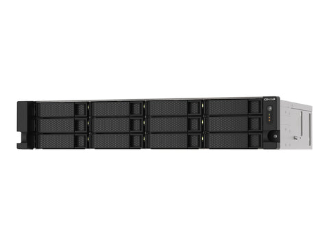 QNAP 12-bay Rackmount NAS AMD Ryzen V1000 series V1500B 4C/8T 2.2GHz 8Go DDR4 RAM 2x2.5GbE LAN optional 10GbE & M.2 NVMe/SATA