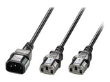 LINDY 2m IEC C14 to 2x IEC C13 Y Extension Cable