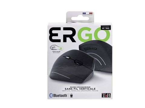 TNB ERGO - Souris sans fil ergonomique verticale ultra légère Bluetooth + USB-A 2.4 GHz - noir