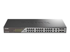 D-LINK 24 Gigabit PoE Ports Switch + 4 Gigabit Combo SFP ports Uplink Gigabit Combo Ports PoE 802.3at Alarm Port DIP Switch