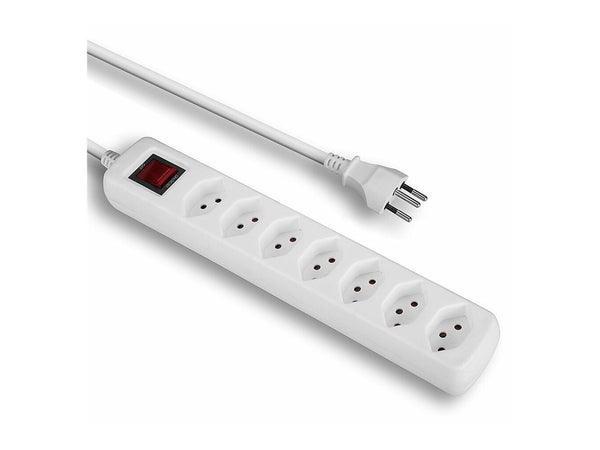 LINDY Mains 7 way gang socket Swiss with on/off Switch 2300W with overvoltage protection