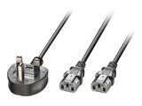 LINDY 2.5m Y Mains Power Cable UK 3Pin